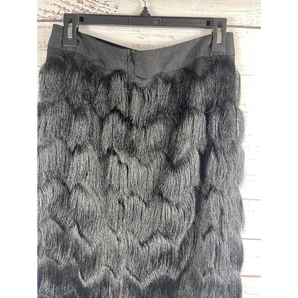 J McLaughlin Skirt Women's 6 Textured Fringe Pencil Midi Party Layered Unique - Picture 6 of 7